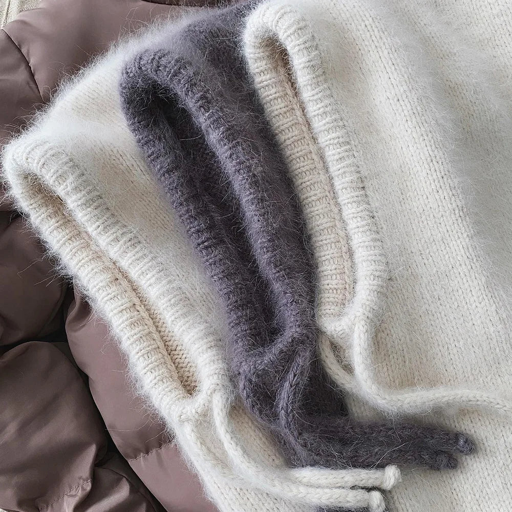 Winter Hats for Women Girls Warm Hooded Scarf Beanie for Female Youth Balaclava Kniting Skull Cap Ear Flap