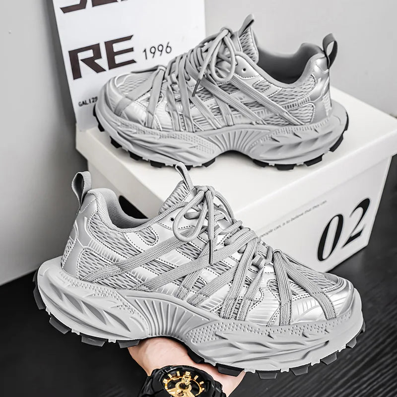 Men's Shoes Fashion White Sneakers For Men Lace up Skateboard Board Shoe Thick Sole Versatile Vulcanized Shoes Zapatillas Hombre