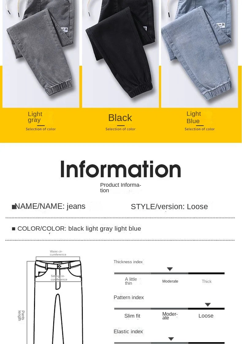 Men's Jeans Korean Fashion Loose Spring Autumn 2022 New Style Tied Leg Track Men's Casual Workwear Harem Streetwear Pants Men