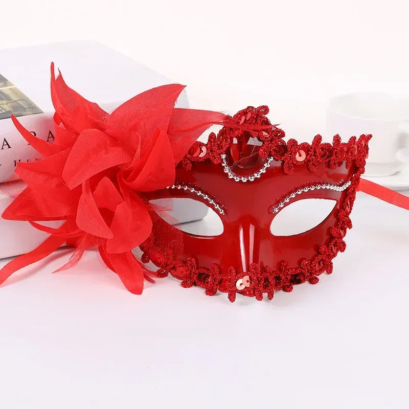Halloween Princess Half Face Mask Mask Makeup Ball Lily Flower Mask Party Princess Sexy Half Face Mask Stage Performance Mask