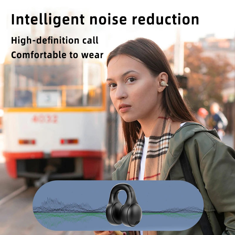 Wireless Headphones  Bluetooth Headset With Mic Handsfree Noise Canceling Earphones Clip Ear Music Sports Gaming Earplug