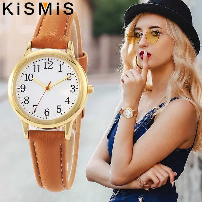 Women's Quartz Watch Simple Dial PU Leather Strap Elegant Timepiece for Daily Casual and Business Wear