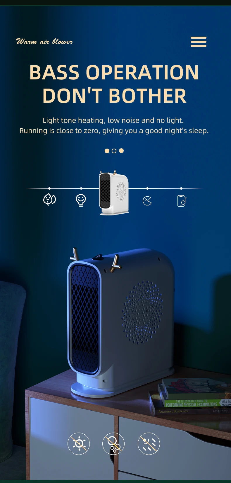 Mini Electric Heater Portable Desktop Low Consumption Warm Heating Fans for Home Office Hand Foot Warmer Heater for Winter 500W