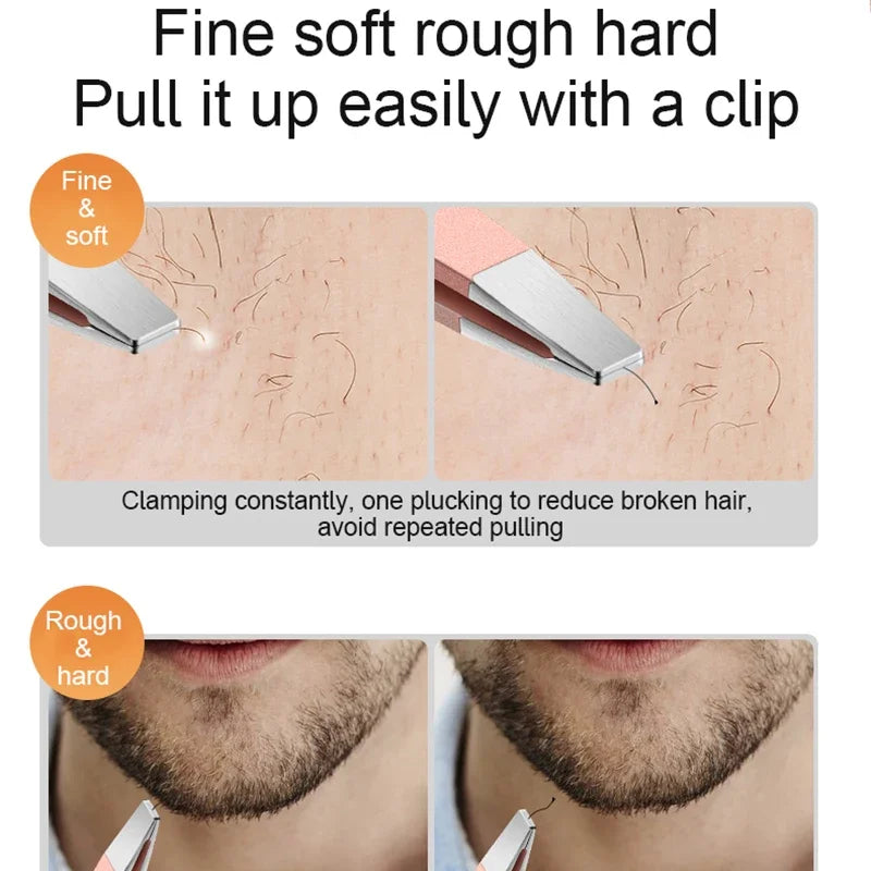 Precision Stainless Steel Tweezers For Eyebrow Hair Facial Hair Removal Splinter Blackhead Slant Tip Angle Tip Pointed Tip