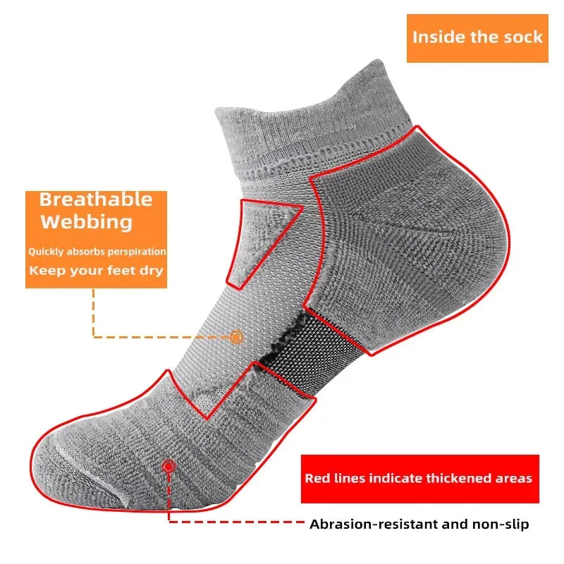 6/3/1 Pairs New Men Sports Running Fitness Flight Short Tube Socks Women's Towel Bottom Basketball Socks Solid Color Black Socks