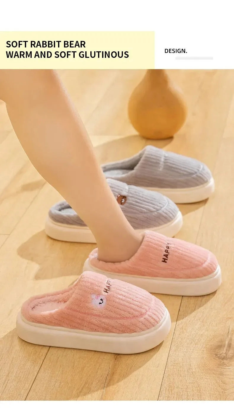 New warm cotton slippers for women's winter indoor wool slippers with thick soles and non-slip winter styles for home use.