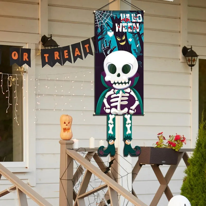 Halloween Pumpkin Gnome Door Hanging Banner Cartoon Skull Ghost Festival Party DIY Trick or Treat Happy Halloween Day 2025