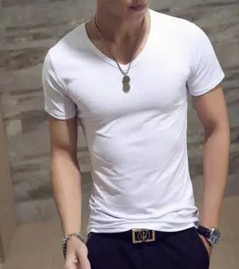 New Top Tees Man T Shirt Fitness T-shirts Mens V Neck Man T-shirt for Male Tshirts 4XL Plus Size Oversized T Shirt  Men Clothing