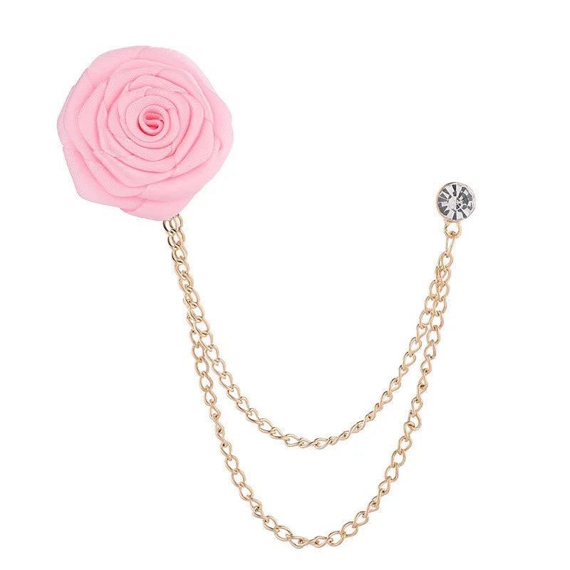 New Men And Women Emcee Pectoral Accessories Suit Accessories Encrypted Rose Brooch Tassel Chain H1305
