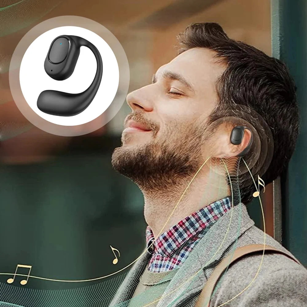 Bluetooth 5.4 Headphone Wireless Ear Hook Earphone LED HiFi Stereo Noise Reduction Clip Headset Waterproof Earbud For Phone New