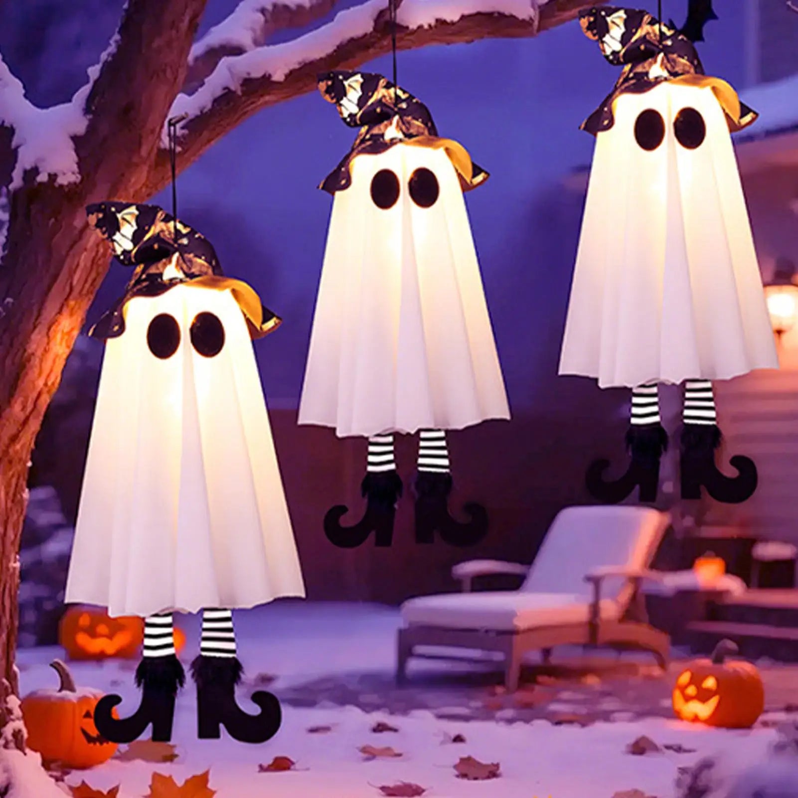 Halloween Decor LED Light Up Witch Ghost for Halloween Party Home Indoor Outdoor Yard Decoration Scary Hanging Ornaments Gift