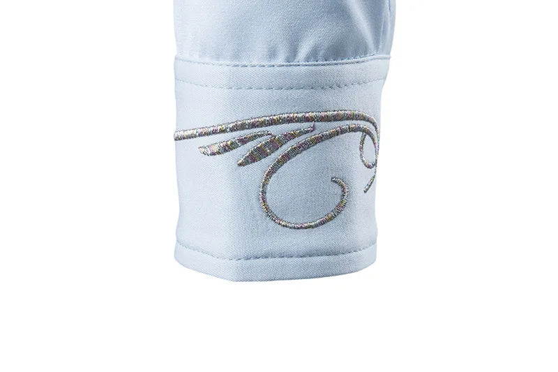 2025 Men's Oblique Button Dress Shirt High Quality Long Sleeve Slim Embroidery Shirts Men Stand Collar Business Wedding Camisas