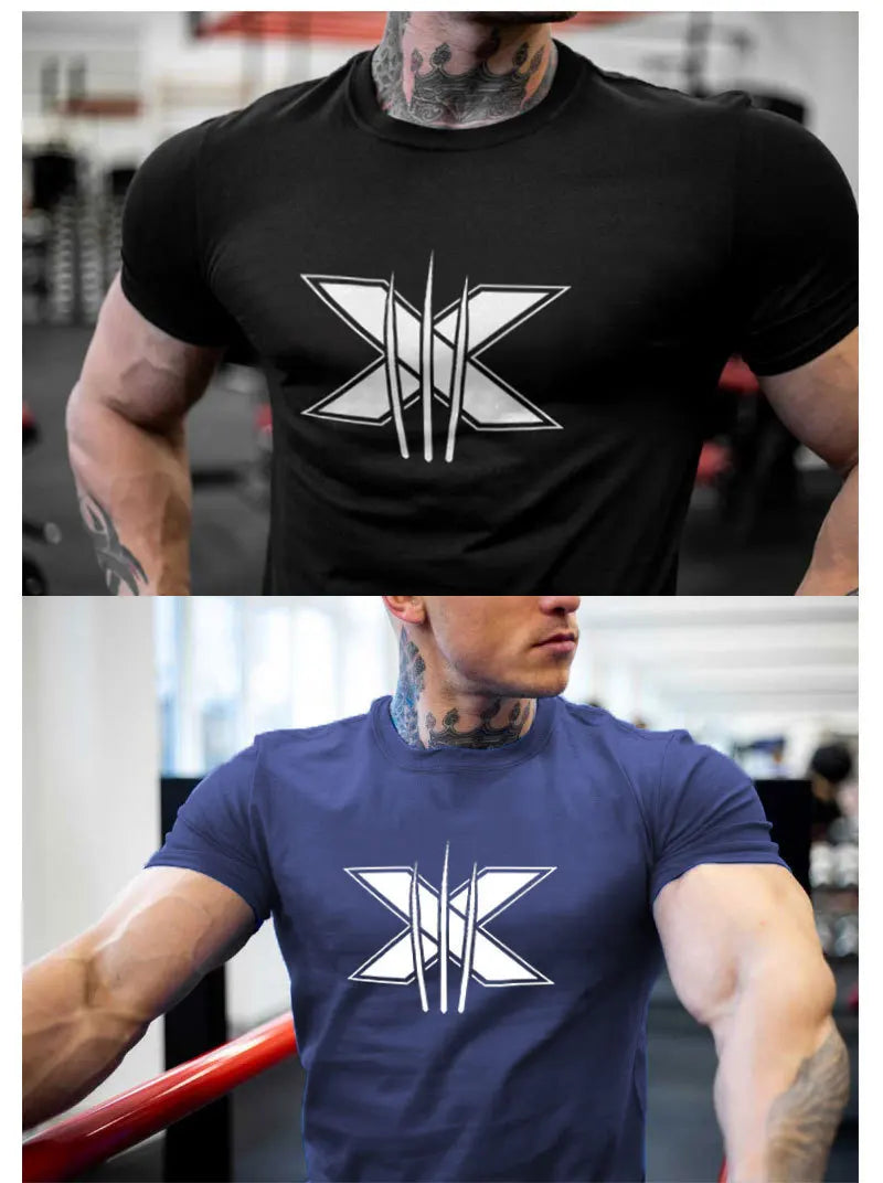 Tshirt for Men Bodybuilding  Graphic T Shirts Workout Fitness Men Clothing Short Sleeve Shirt Street Wear