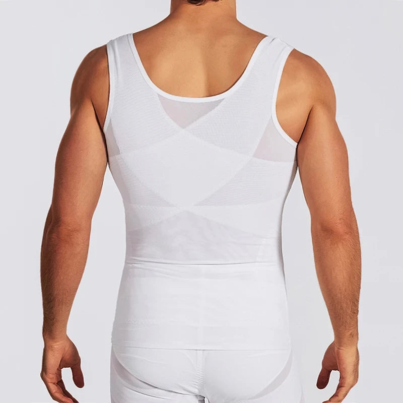 Compression Shirts for Men Slimming Undershirt Body Shaper Fitness Tank Tops Workout Sleeveless Shapewear Vest Mesh Cross Tops
