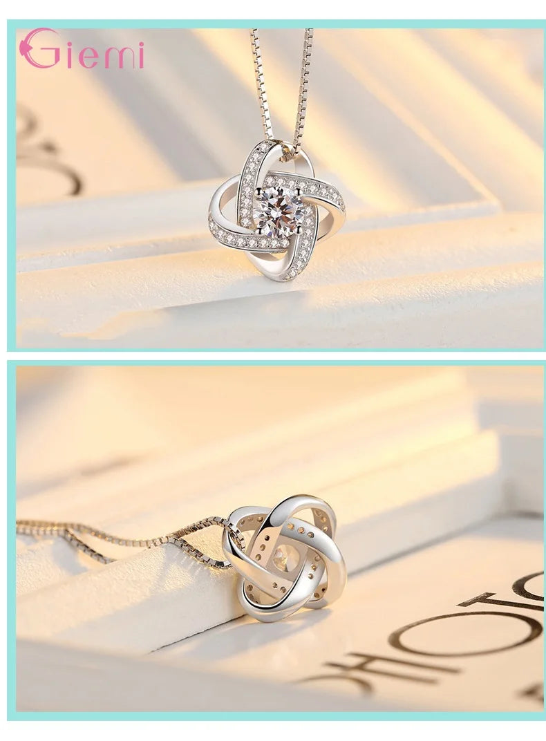 Hot Sale Bridal Wedding Jewelry Set 925 Silver Endless Love Necklace Earrings Rings For Women Engagement Anelli Trendy Jewellery