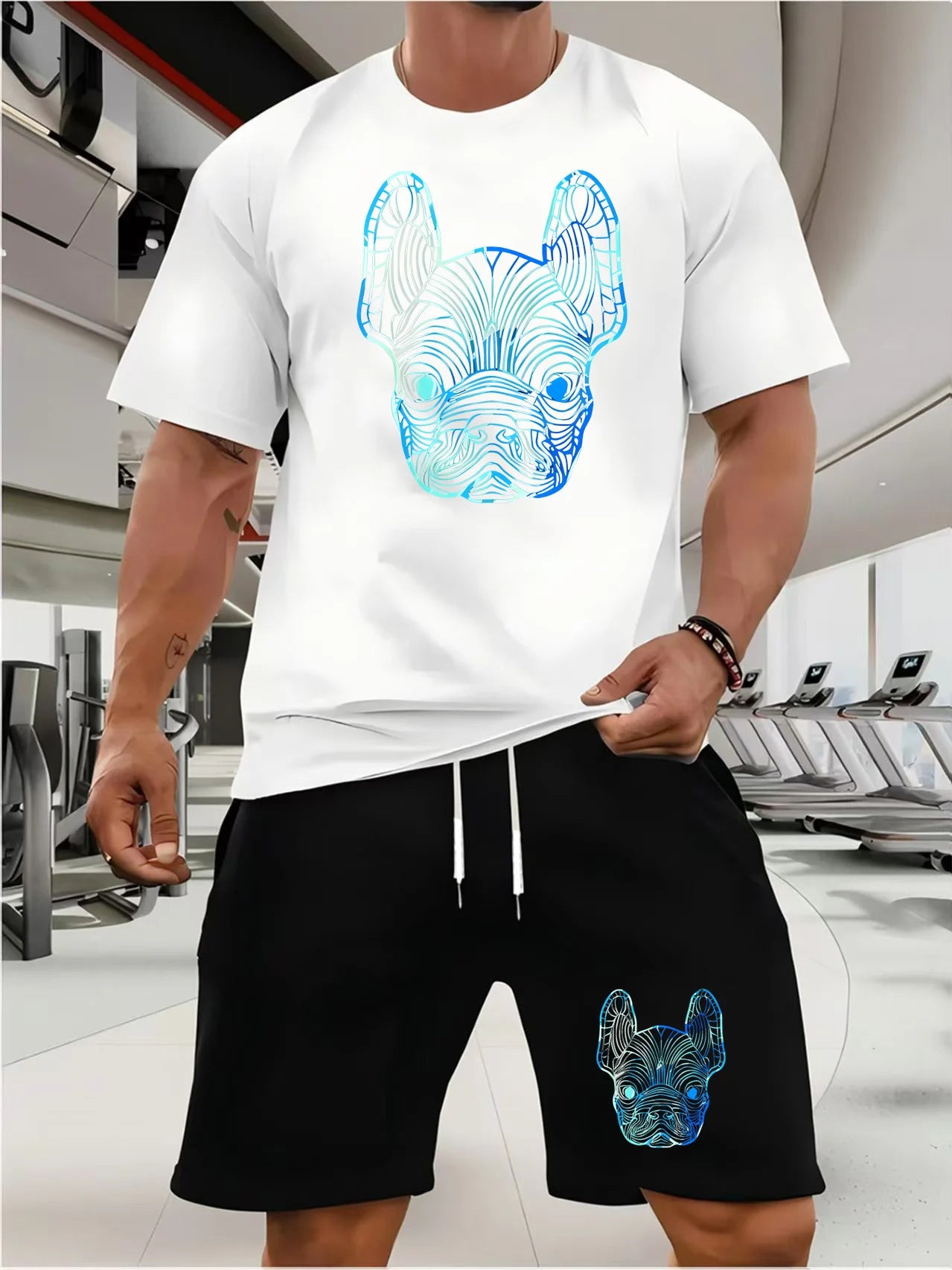 Trendy Suits for men Men's Summer Shorts Set Gym Outfit Student Short Sleeve Tee 2 Piece Set Tracksuits Men Casual Men Clothing