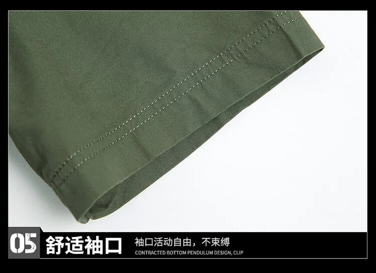 2023 Men Cargo Shirt Casual 100% Cotton Solid Short Sleeve Multi Pocket Work Blouses Loose Plus Size 5XL Business Men Clothing