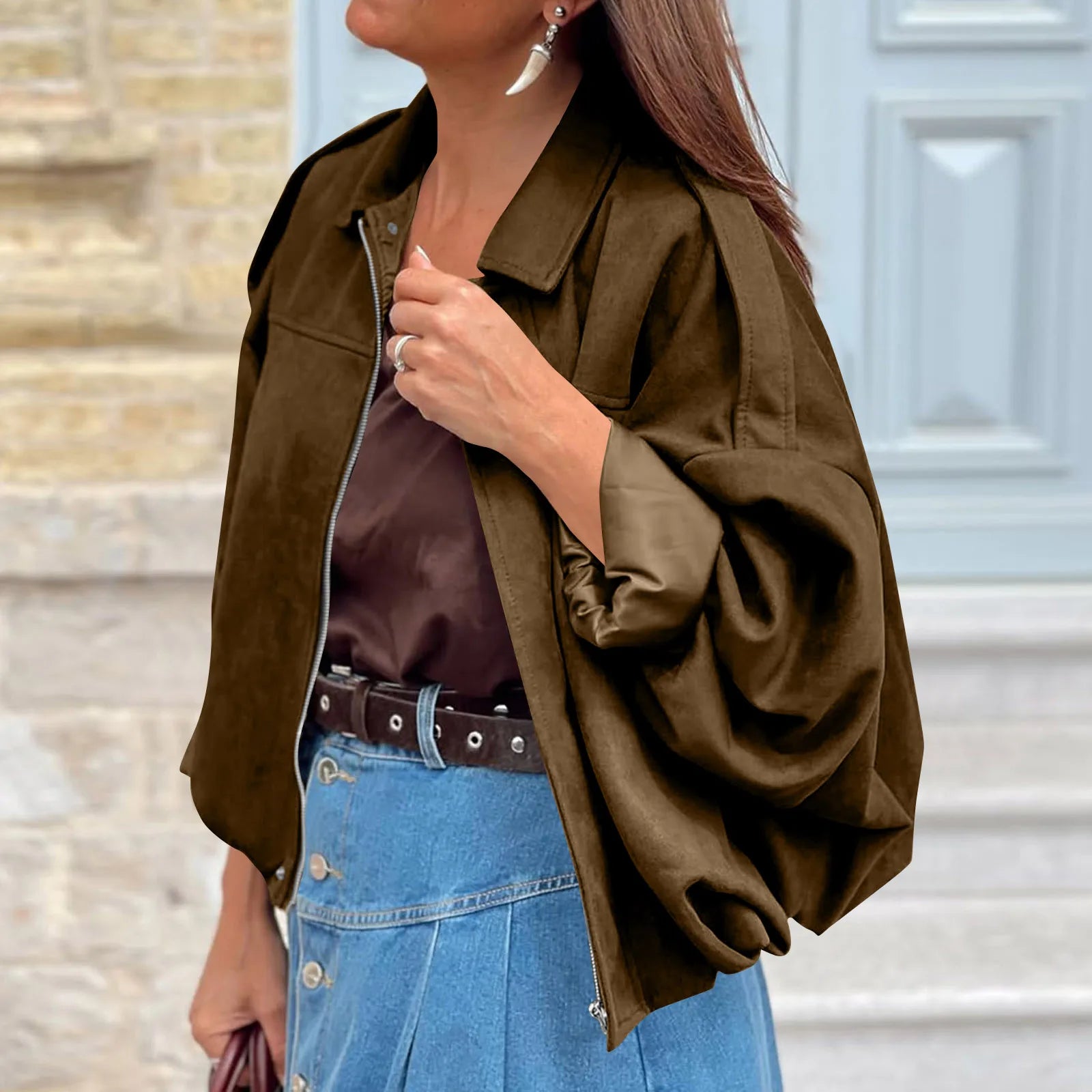 Women's Jackets Coat Fashion Turn-down Collar Long Sleeve Loose Coats Vintage Female Outerwear Chic Street Youth Jackets Tops