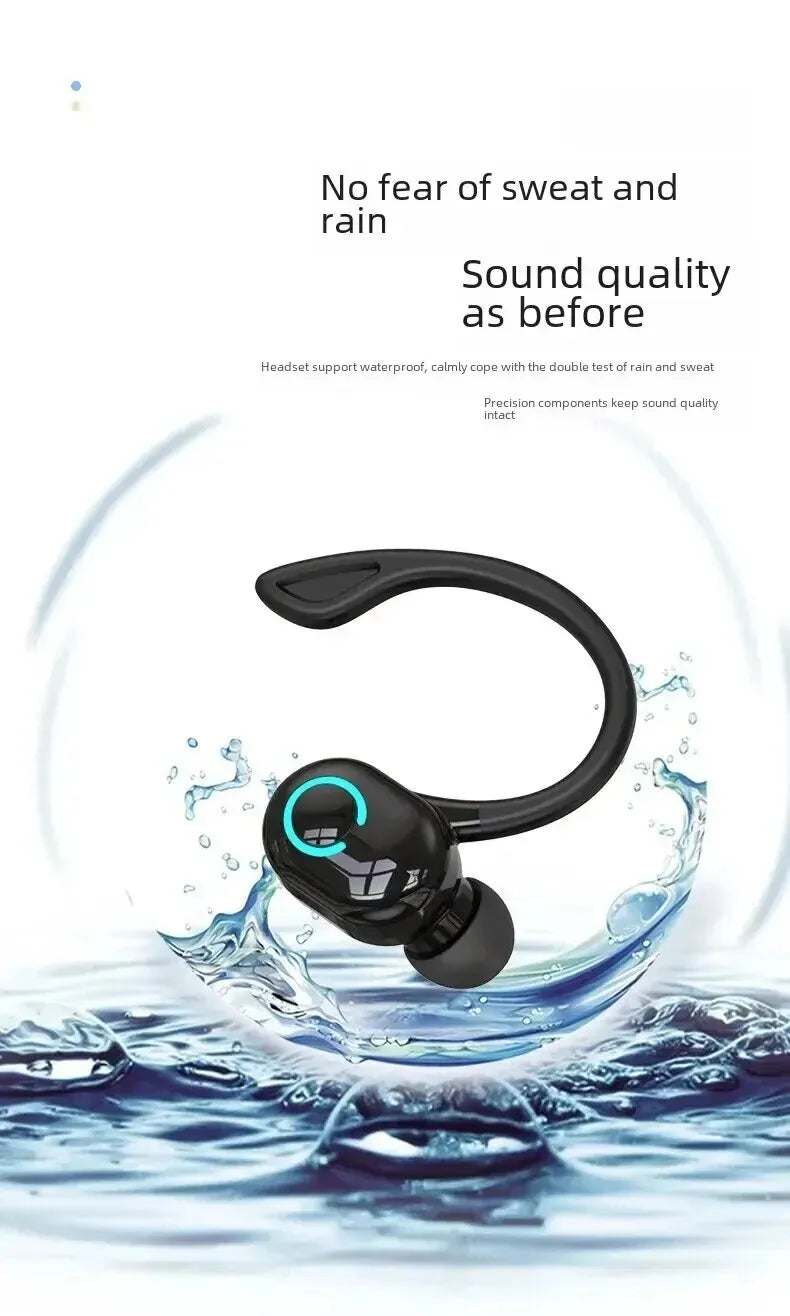 Bluetooth 5.2 Ear Hook Earphones Wireless Headphone Mini Handsfree Waterproof Sport Music Headset Single Right Earbuds with Mic