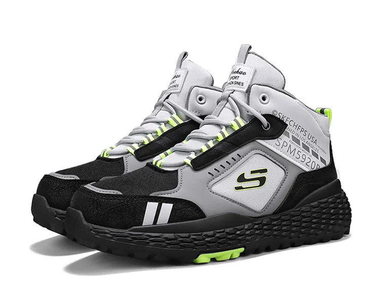 Men's Shoes 2025 New Outdoor Leisure Sports Mesh Shoes Driving To Work Thick Soled Wear-resistant Black Mid Top Trendy Sneakers