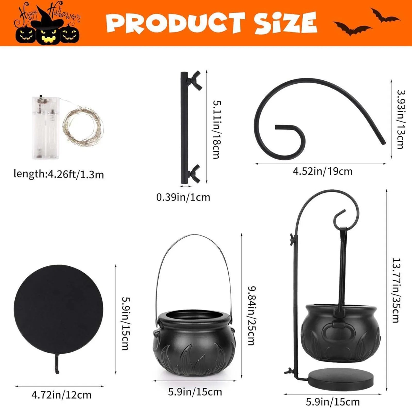 Halloween Decoration Hanging Witch With Light Pot Mist Home Decor Witch Pot Plastic Bowl Decoration Candy Bucket Decoration