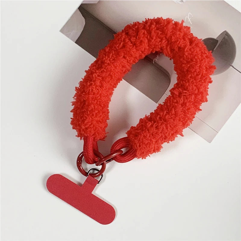 Winter Warm Mobile Phone Wrist Strap Cell Accessories With Patch Key Lanyard Exquisite Anti-lost Cellphone Chain Rope Keychain