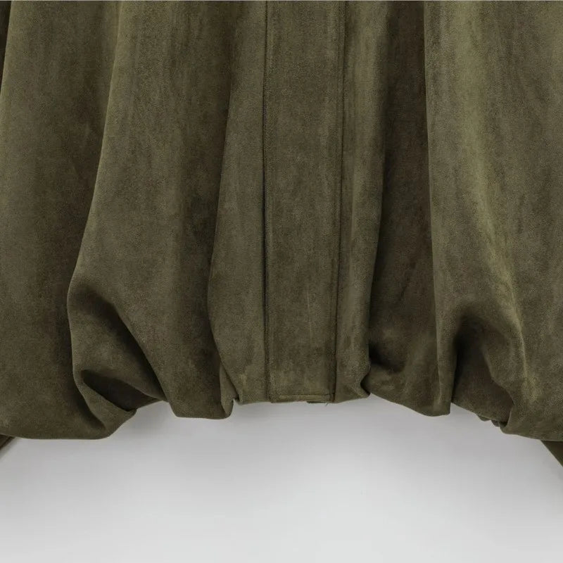 Women's Bomber Jackets Coats Fashion Turn-down Collar Long Sleeve Oversize Coats 2025 Autumn Ladies Vintage Outerwear Chic Tops