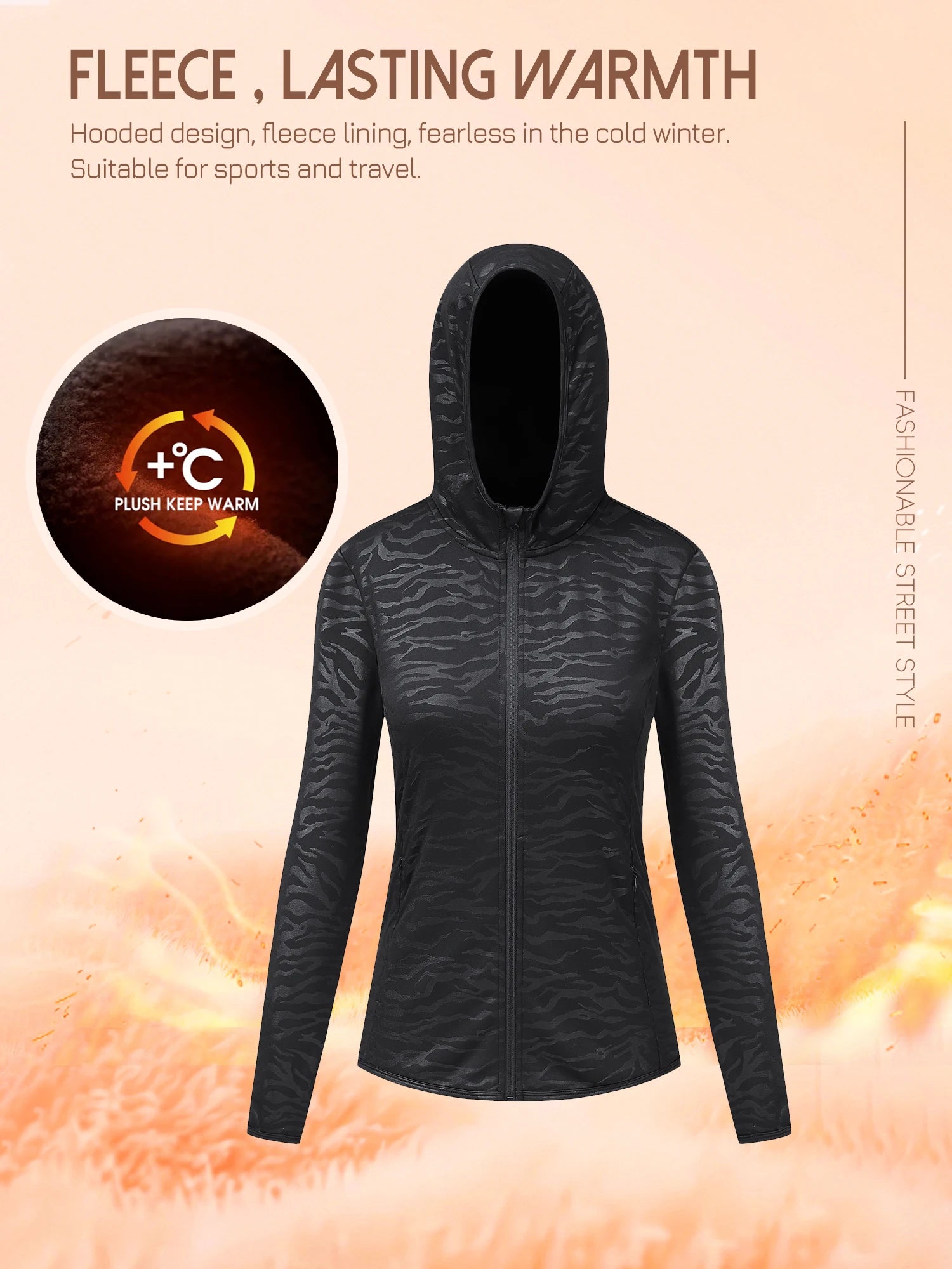 Womens Fashionable Jacket Daily Outdoor Quick Drying Breathable Casual Top Polyester Ammonia Fleece Knitted Fabric