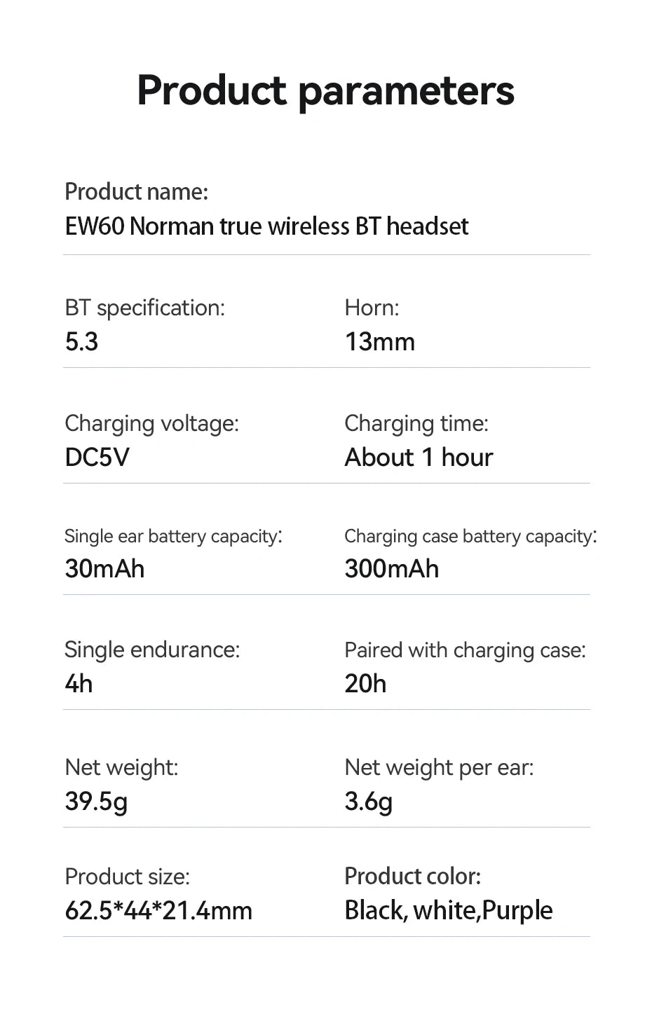 HOCO EW60 Wireless Bluetooth Headphones Tws Waterproof Earbuds Earphones HD Mic with touch Control Earbuds For Smartphones