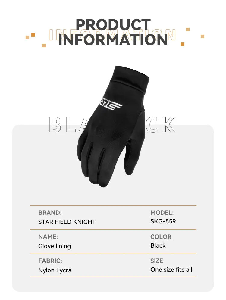 Winter Summer Motorcycle Gloves Black Ice Silk Inner Liner Breathable Sweat Absorption Quick Drying Riding Equipment Accessories