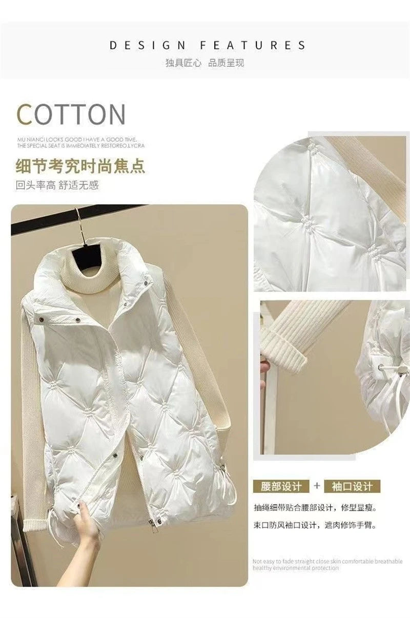Winter Sleeveless Jacket Female Down Vest 2024 New Duck Down Puffer Waistcoat Ultra Light Winderproof Outwear Women Gilet
