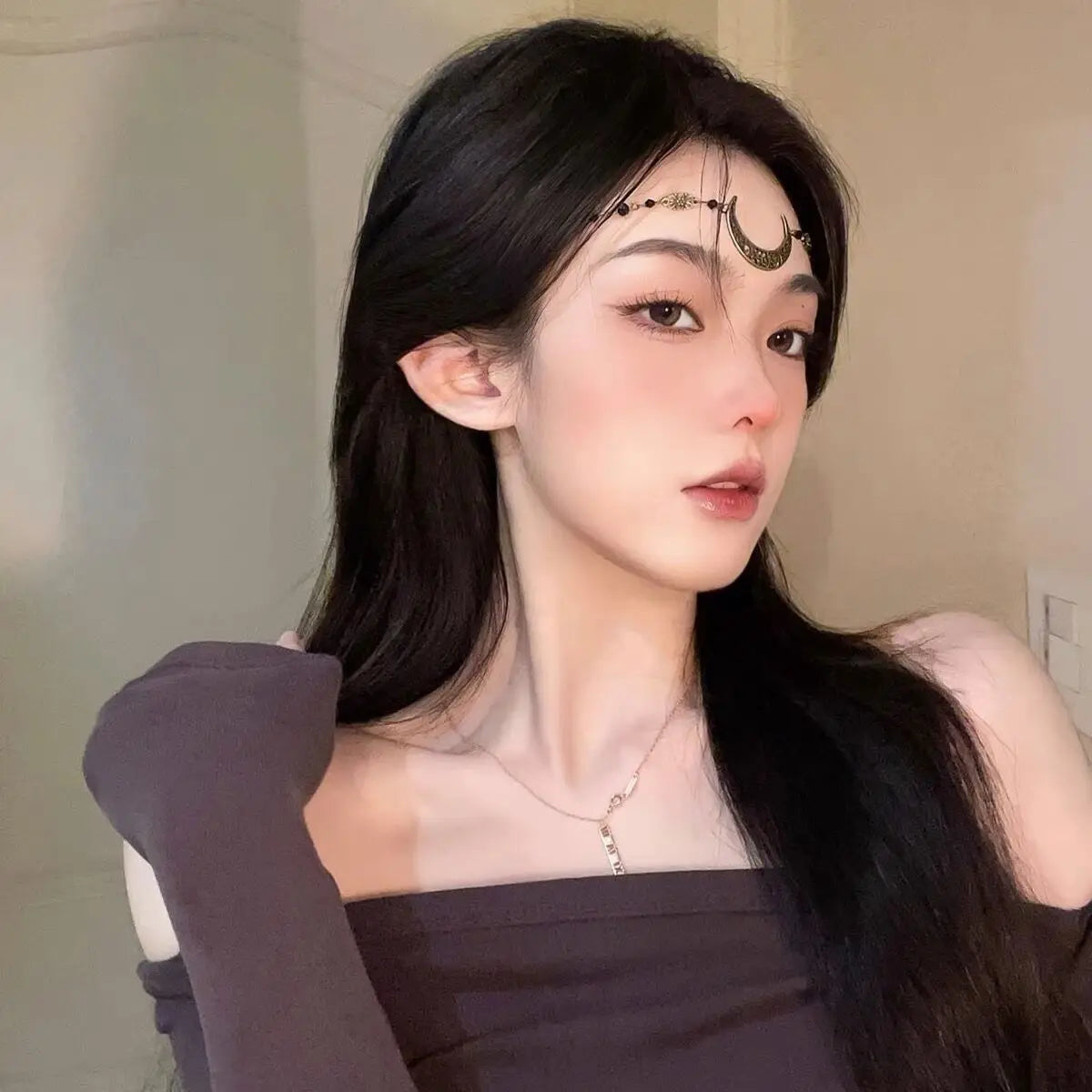 Luxury Jewelry Hair Accessories For Women Waterdrop Flower Tassel Forehead Chain Sexy Red Gemstone Hair Pendant Elegant Hairpin