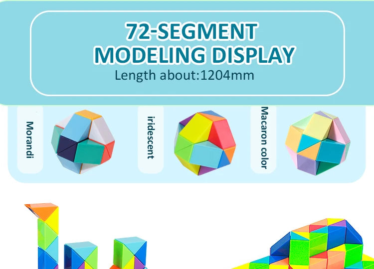 3D Puzzle Fidget Toys Transformable Cube Kid Education Toys Cubo Magico 24-72 Segments Magic Rule Snake Speed Cubes Toys for Kid