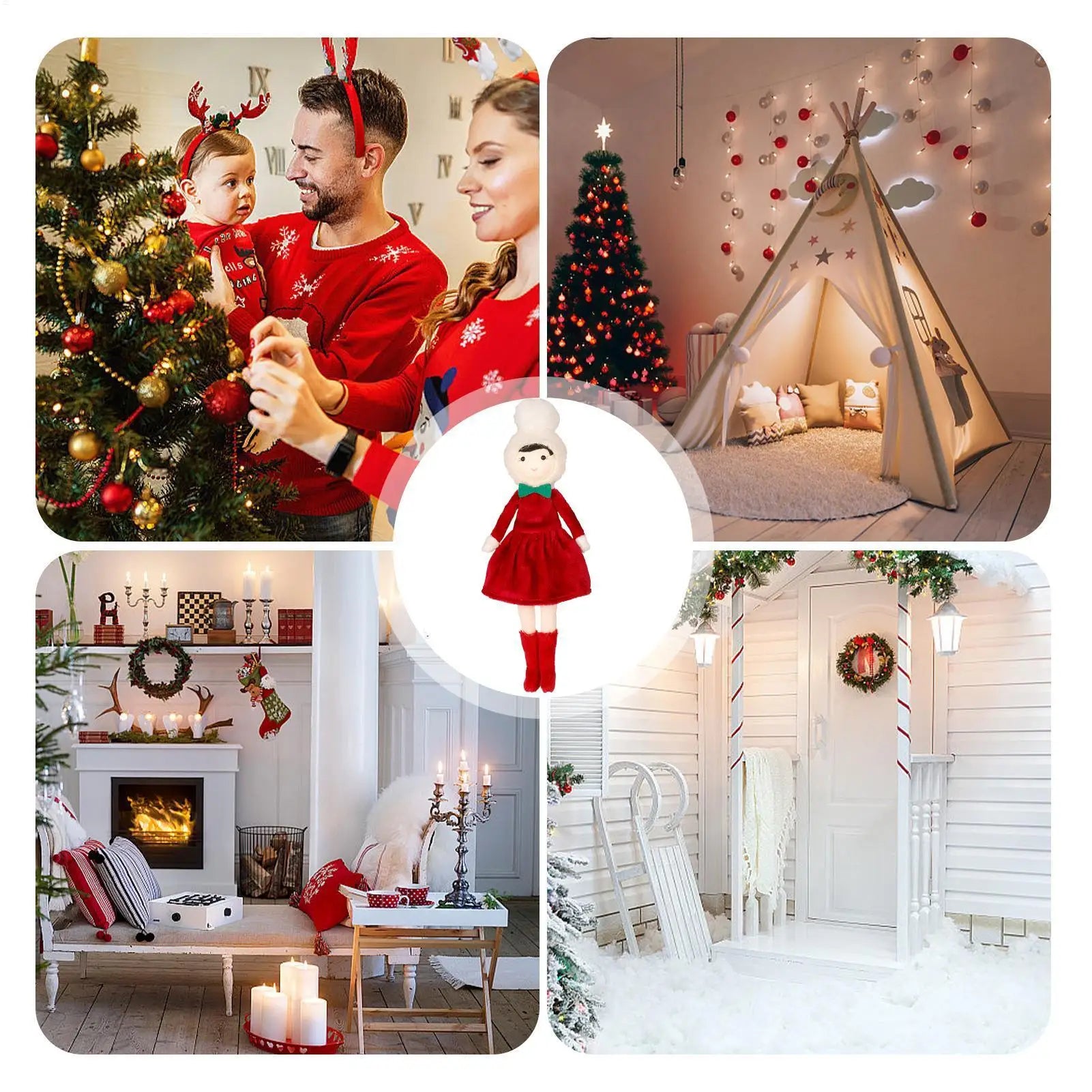 Christmas Tree Ornaments Christmas Tree Plush Pendant Toys Ornaments Cute Decor for Wreath Shelf Table Fireplace Window Entryway