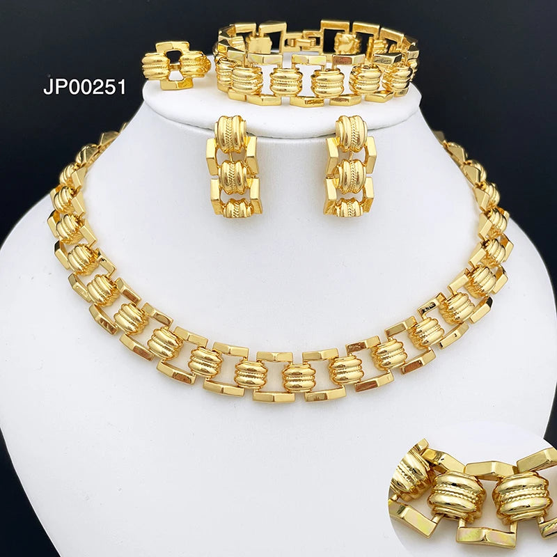 High Quality Jewellery Set For Women Dubai Nigeria Party Jewelry Necklace Earrings Bracelet And Ring Wedding Party Gift