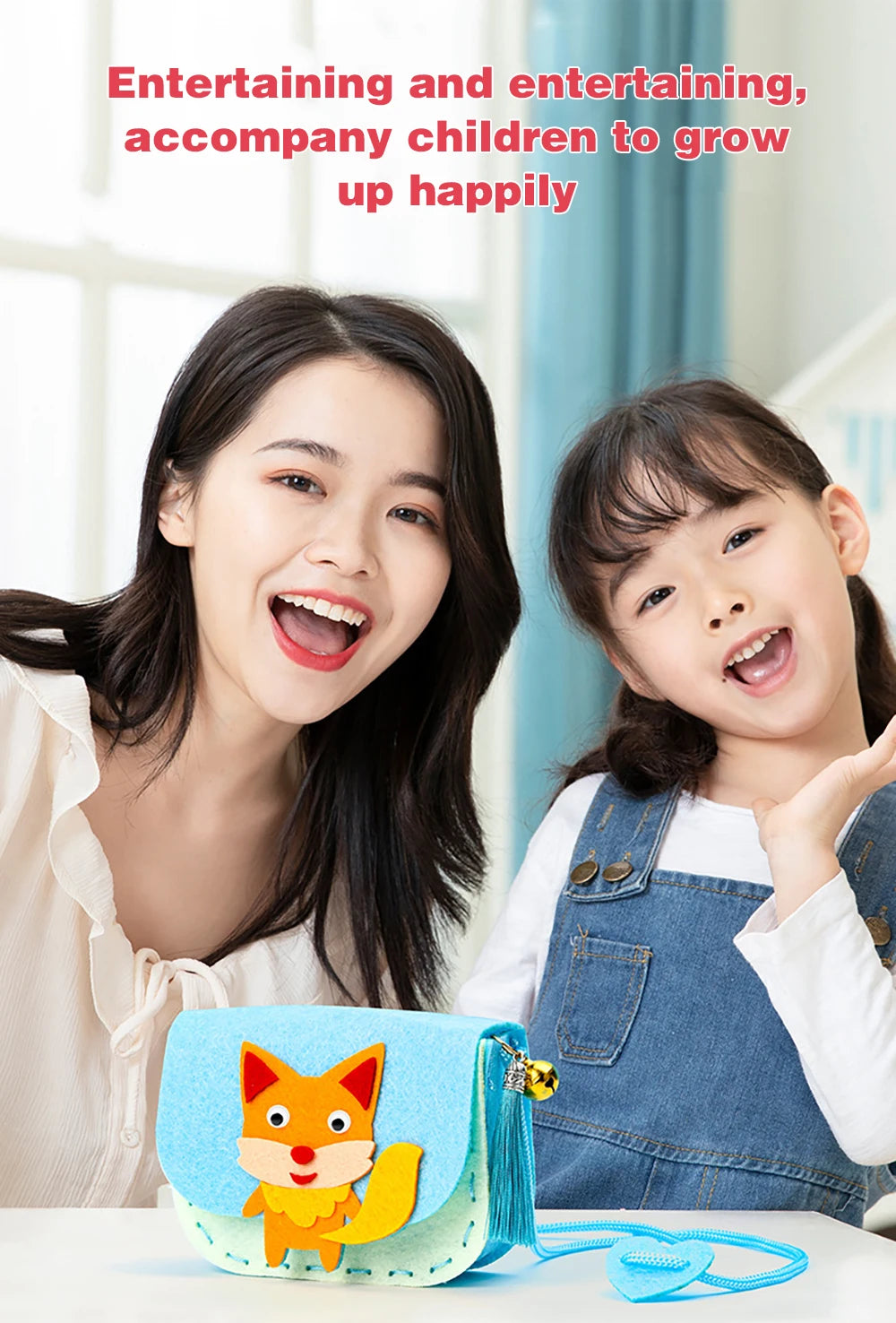 Kid's Handmade DIY Toys Cute Cartoon Animals Cloth BagShape Craft Kits Non-woven Weaving Montessori Aids Early Education