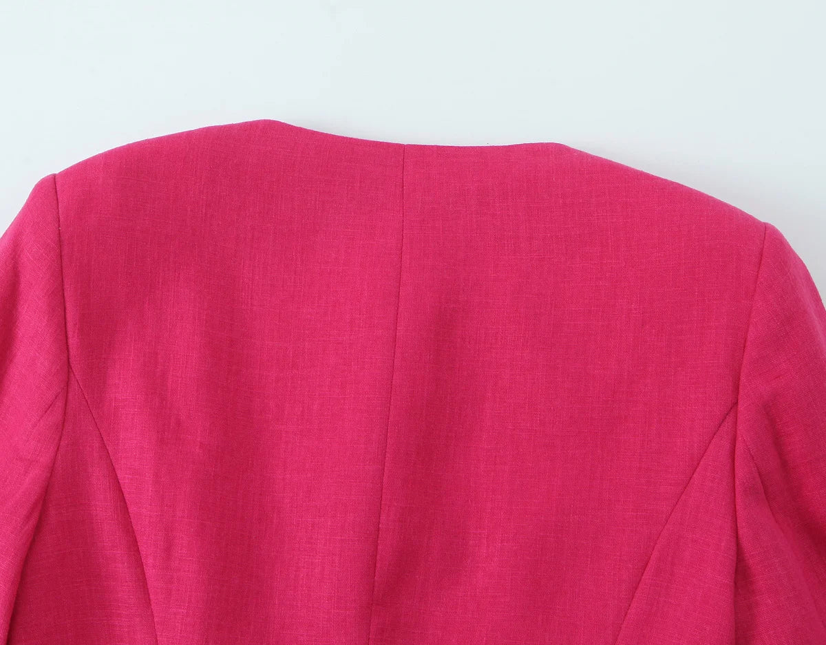 2025 Women's Autumn New Suit Jacket Round Neck Single Breasted Skirt Design High Waist Commuting Temperament Long Pants Set