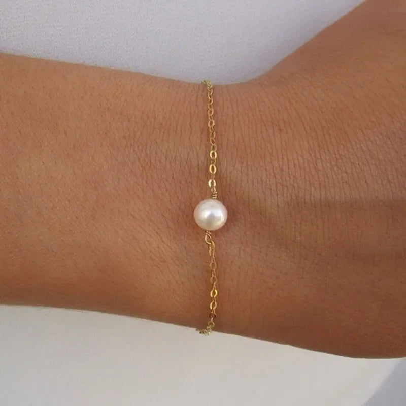Delysia King Women's Single Pearl Bridesmaid Bracelet Girl Gift Party Simplicity Trendy Jewellery