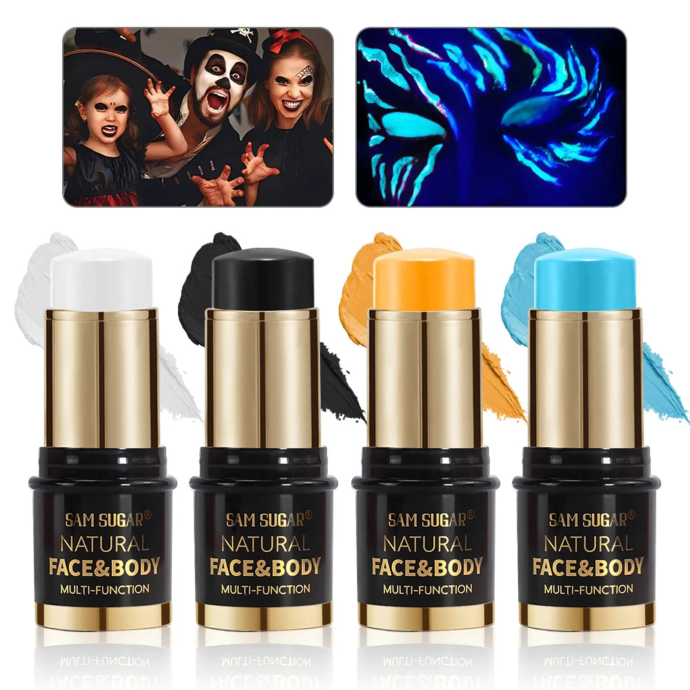 Halloween Body Face Paint Eyeshadow Stick Cosplay Makeup Cosmetics Fake Blood Waterproof Luminous White Halloween Face Painting