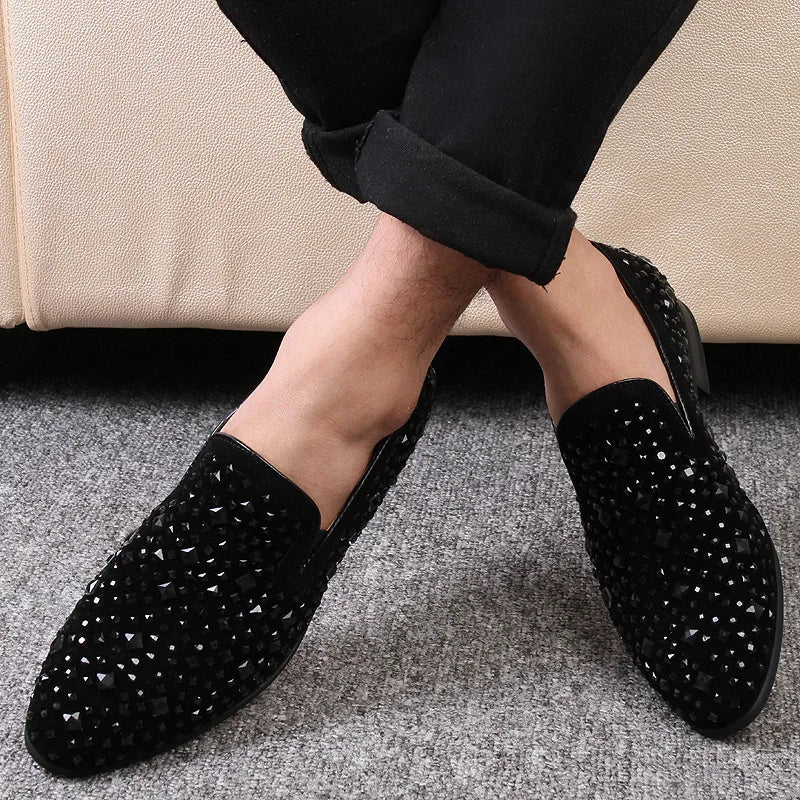 Men's Loafers Shoes Fashionable and Trendy Business Dress Shoes Sequin Design Men's Party Shoes