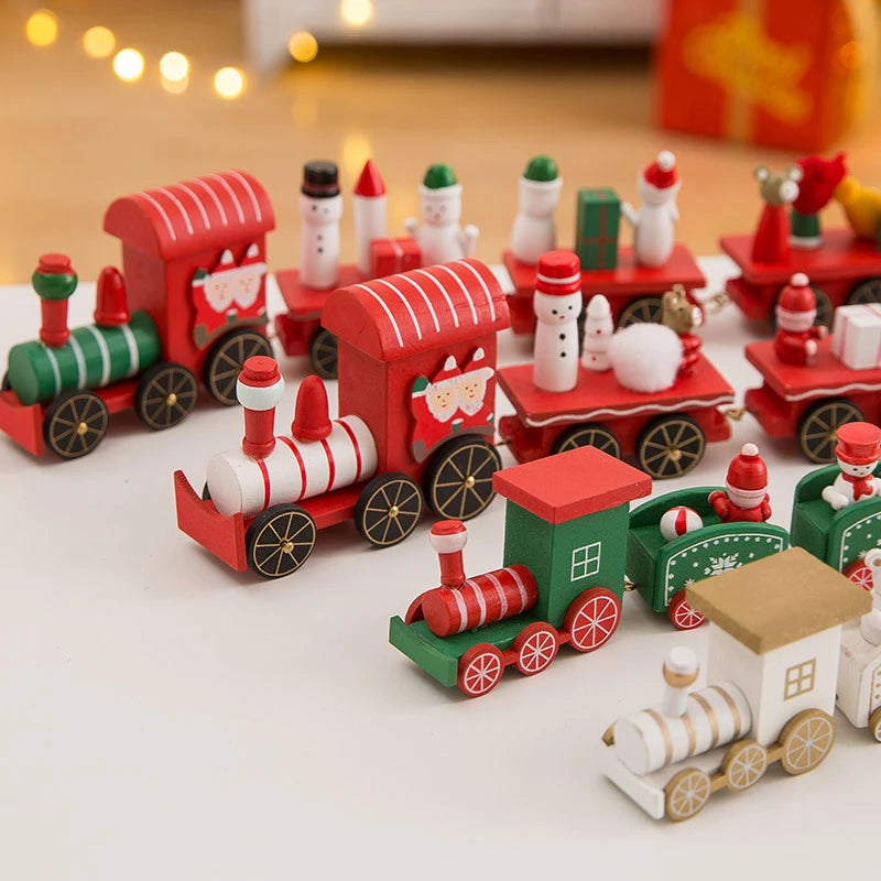 Christmas Decorations 2025 Christmas Wooden Train Xmas Tree Ornament Navidad Noel Home Decor New Year's Eve Decorations Kid Gift