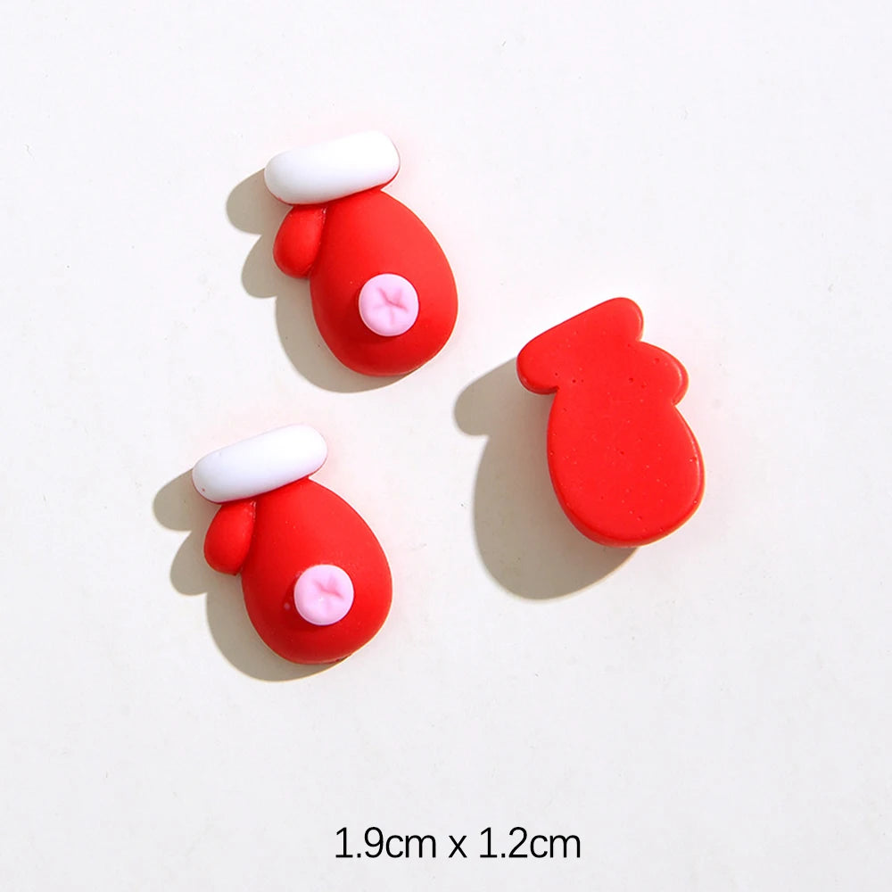 Mini Christmas Resin Figurine Crafts Santa Trees Elk Snowman Bells Flatback Cabochon Scrapbook Ornament Diy Hairwear Accessories