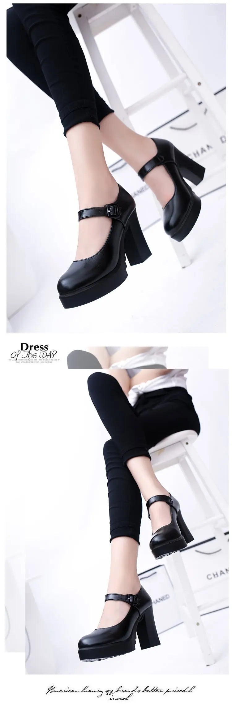 Women's shoes on Heels Women Platform Pumps Spring Summer Shallow Mouth Buckle Strap Shoes Round Toe Shoes for Women2024