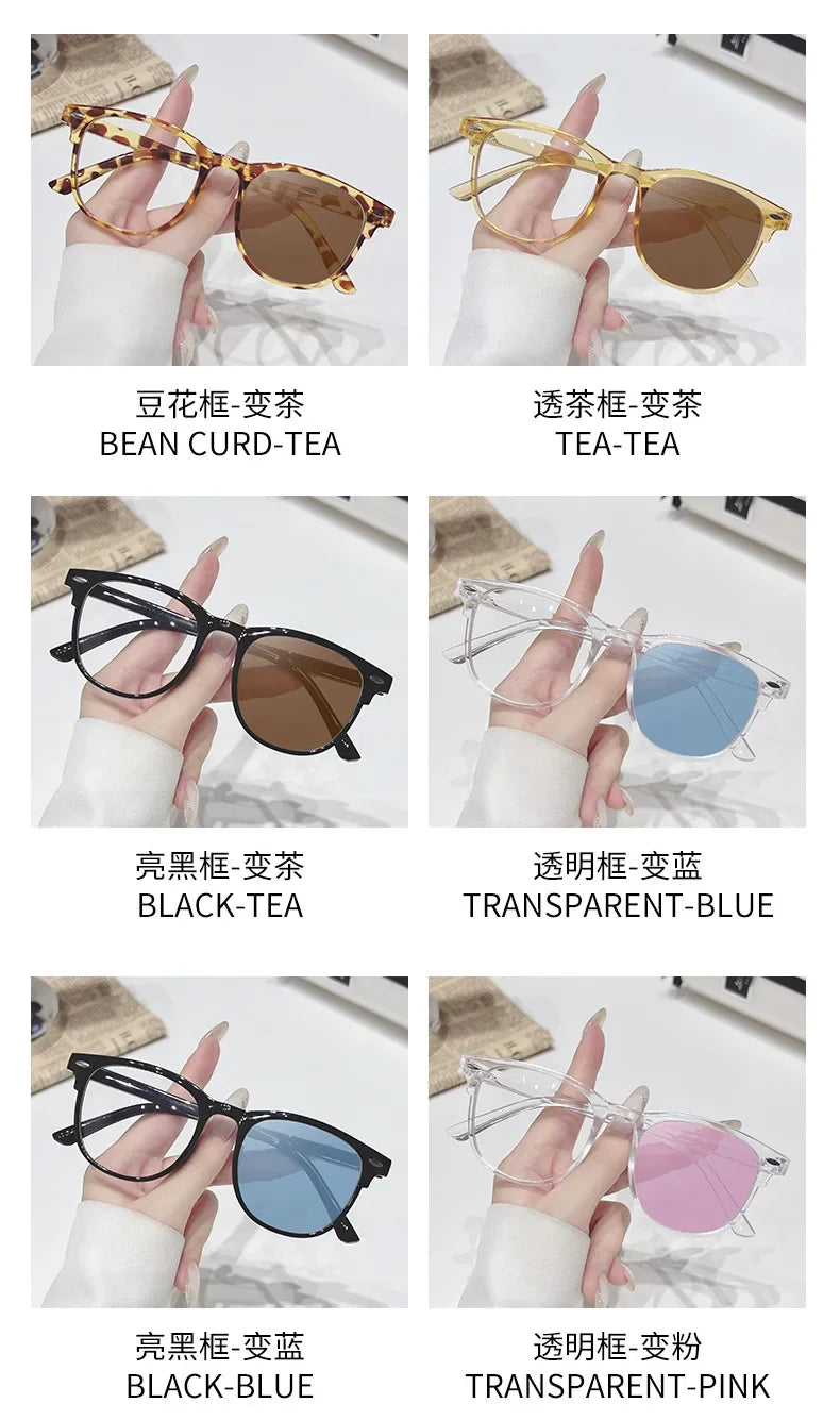 2025 Brand New Sunglasses for Men Women Photochromic Lenses Korean Style Trendy Eyewear Summer Outdoor Beach Sun Glasses