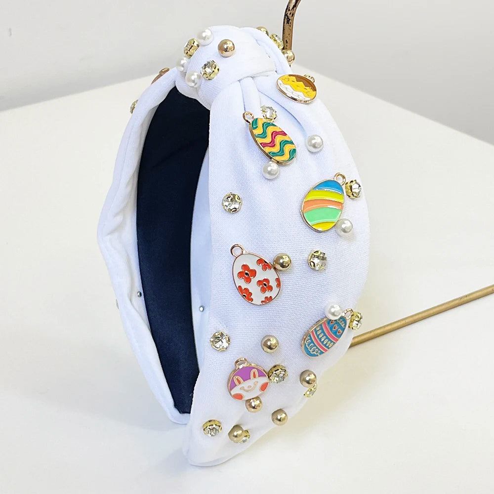 Easter Kids Girls Pink Carrot Egg Rhinestone Knot Hairband Headband Adult Hair Accessories Hair Jewley