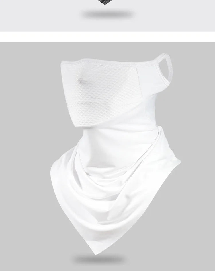 Summer Men Mask Full Face Bicycle Neckerchief Cycling Bandana UV Protection Mask Breathable Ice Silk Outdoor Hanging Ear Scarf