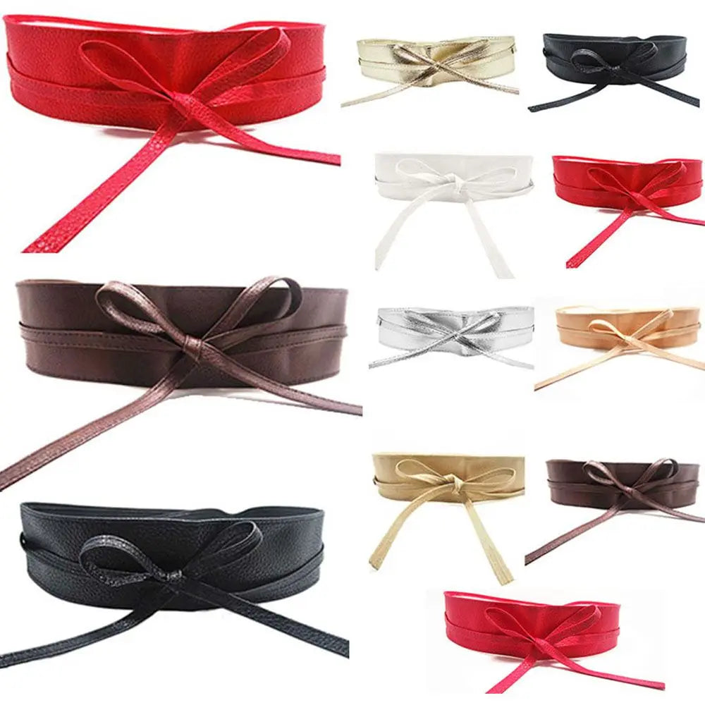 Dress Accessories for Female Cummerbunds Wide Self Tie Wrap Around Waist Band Elegant Bow Belt Ladies  Girls Belt Dress Belt