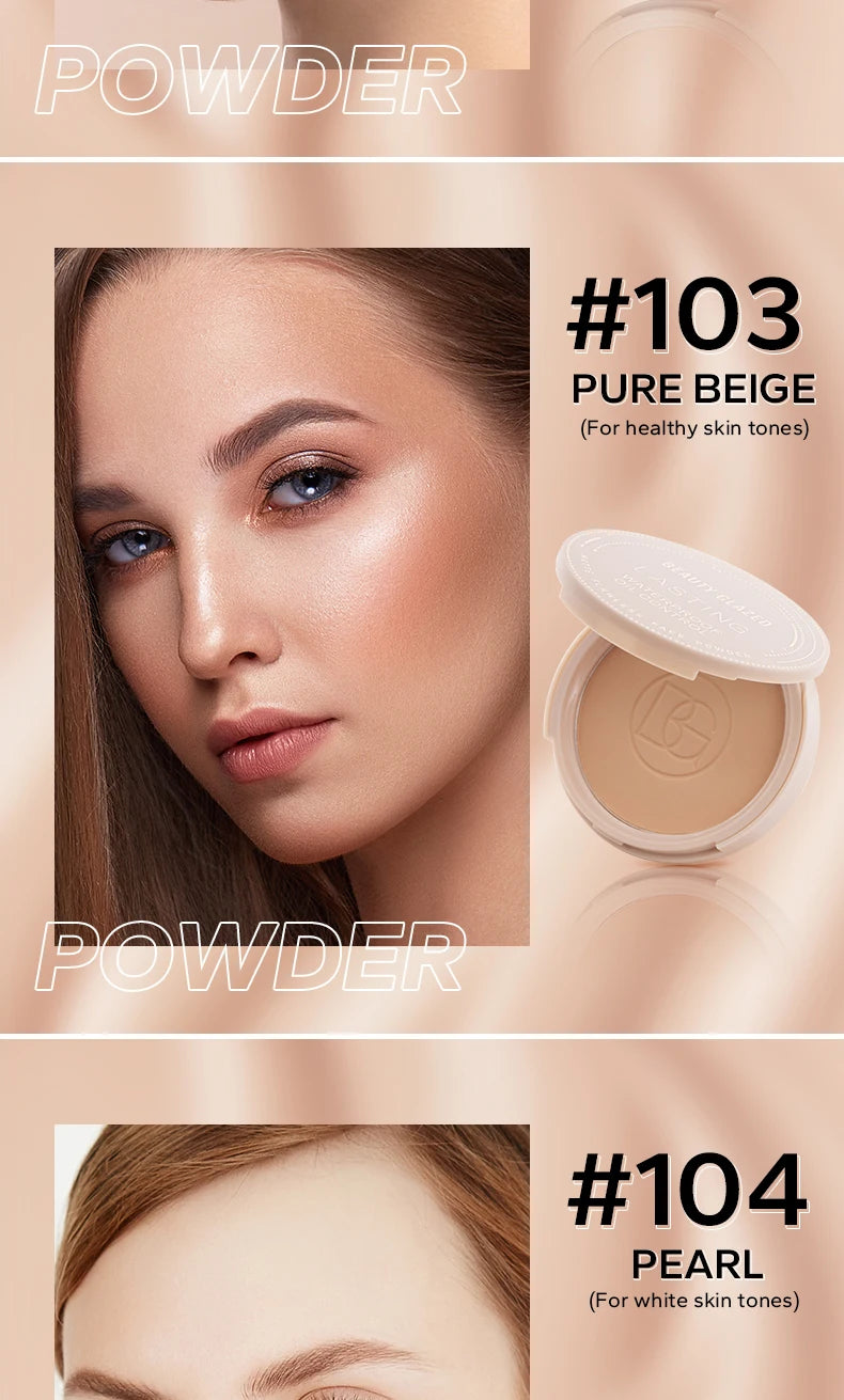 BEAUTY GLAZED Oil Control Matte Face Powder Long Lasting Flawless Setting Powder Face Makeup With Mirror