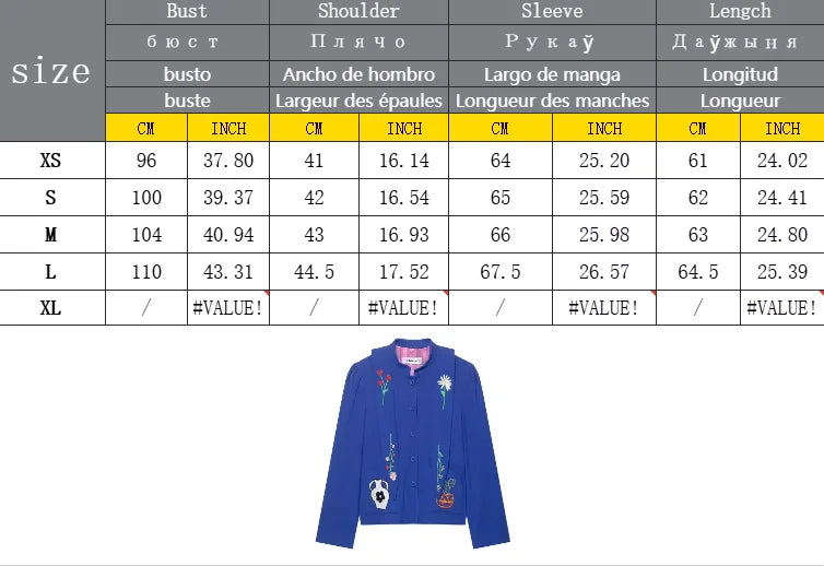 Women Jacket 2025 Fashion Embroidery Loose Short Coat Long Sleeve Jackets Streetwear Casual New Outerwears