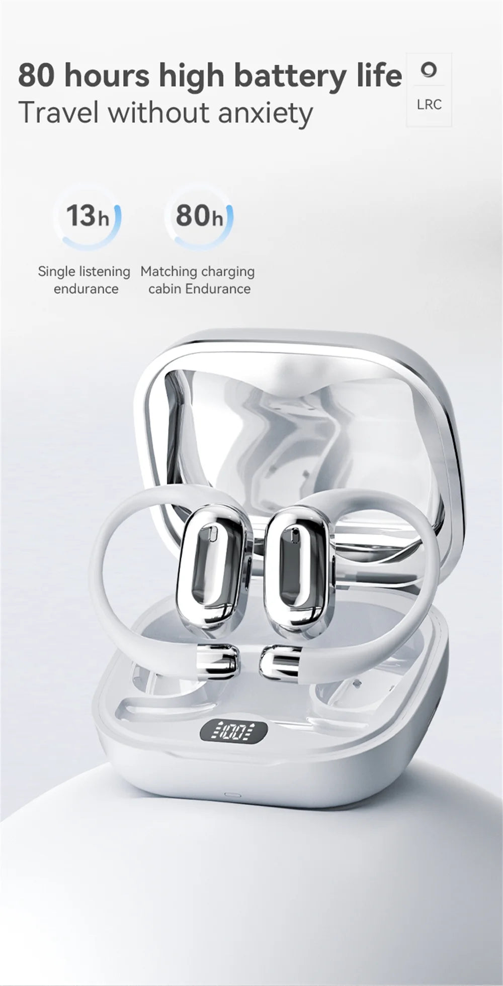 Headphones Plated Digital Stereo Movement Ear-deaf Bone Conduction Wireless Hanging Ear Game Long Battery Life With Mic Earphone